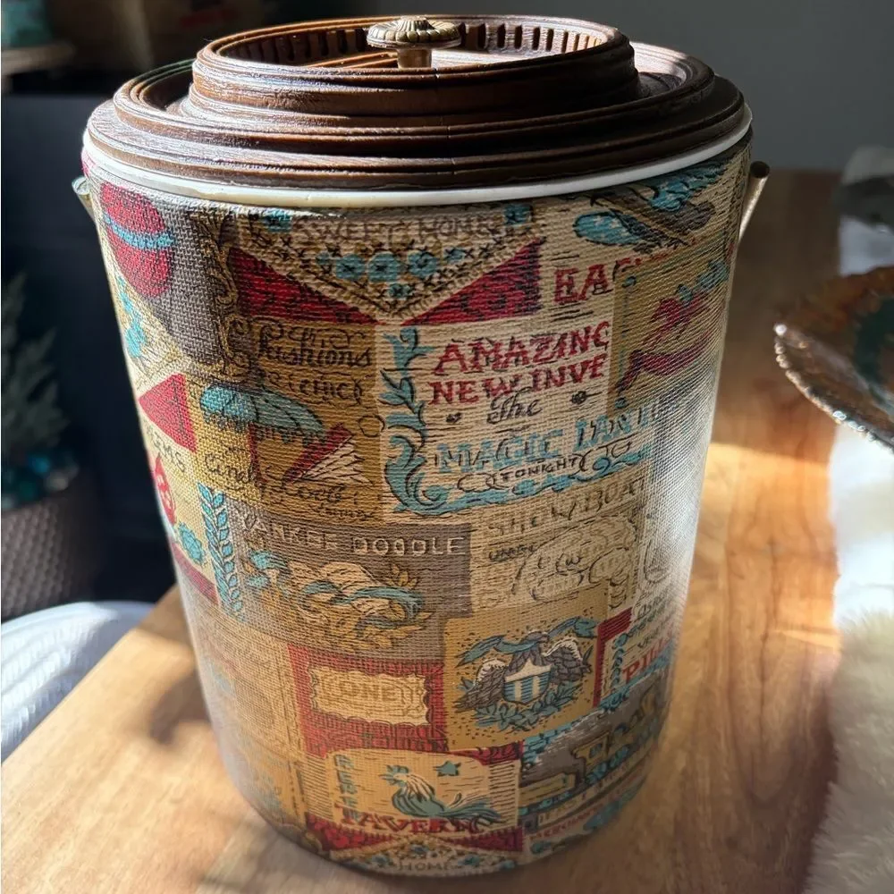 Vintage Multicolor Decorative ice. Bucket. French country.
